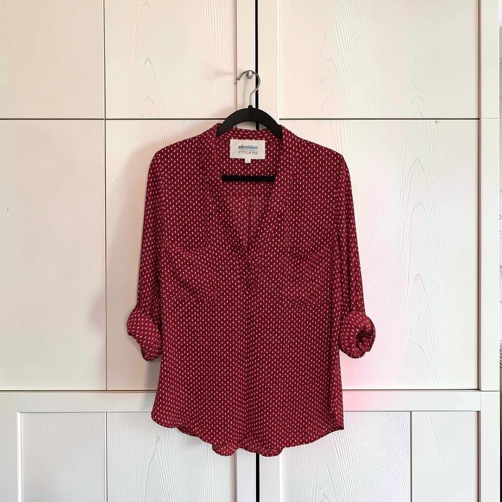 Burgundy Office Siren Blouse Alice Blue Stitch Fix Size L Workwear
